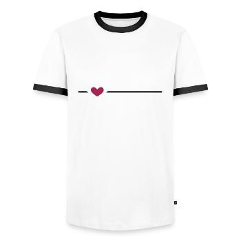 Line Heart Stroke Ornament - Men's Ringer Shirt - white/black - Front - AI Model Female 172 light (172cm) & AI Model Male 178 dark (178cm)