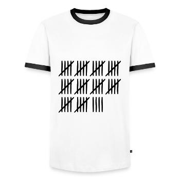 54 birthday tally sheet - 54 years old - Men's Ringer Shirt - white/black - Front - AI Model Female 172 light (172cm) & AI Model Male 178 dark (178cm)