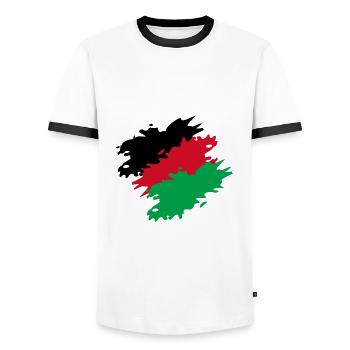 Malawi Colors Flag Flag Brush - Men's Ringer Shirt - white/black - Front - AI Model Female 172 light (172cm) & AI Model Male 178 dark (178cm)