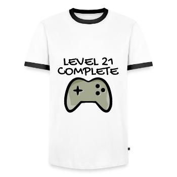 21st Birthday - Gamer 21 - 21 Years Gift - Men's Ringer Shirt - white/black - Front - AI Model Female 172 light (172cm) & AI Model Male 178 dark (178cm)