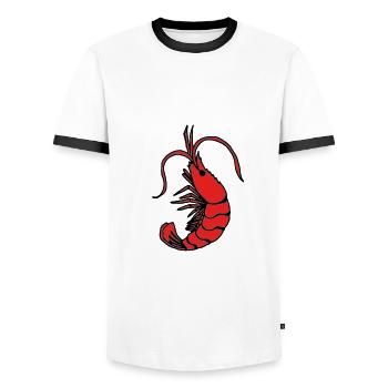 Langoustines Crevettes Crevettes Scampi - T-shirt contrasté Homme - blanc/noir - Devant - AI Model Female 172 light (172cm) & AI Model Male 178 dark (178cm)
