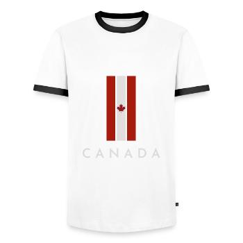 Flag Canada - Men's Ringer Shirt - white/black - Front - AI Model Female 172 light (172cm) & AI Model Male 178 dark (178cm)