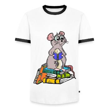 Book Nerd - Leseratte - Männer Kontrast-T-Shirt - Weiß/Schwarz - Vorne - AI Model Female 172 light (172cm) & AI Model Male 178 dark (178cm)