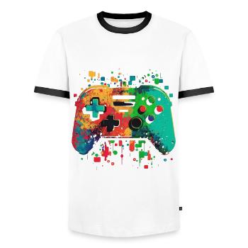 Bunte Konsole - Männer Kontrast-T-Shirt - Weiß/Schwarz - Vorne - AI Model Female 172 light (172cm) & AI Model Male 178 dark (178cm)