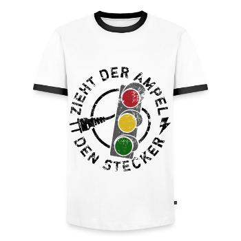 Zieht der Ampel den Stecker - Spruch - Männer Kontrast-T-Shirt - Weiß/Schwarz - Vorne - AI Model Female 172 light (172cm) & AI Model Male 178 dark (178cm)