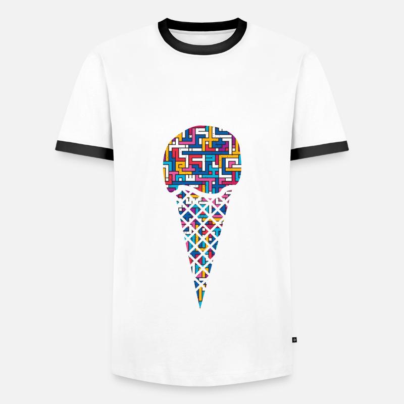 Eis Eiskugel Eiswaffel - Männer Kontrast-T-Shirt - Weiß/Schwarz