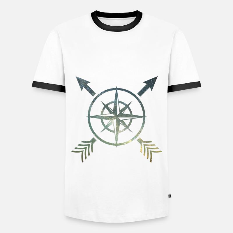 Compass with arrows - Men's Ringer Shirt - white/black