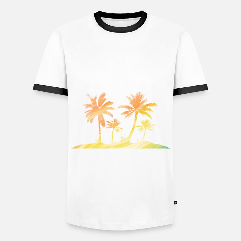 Einsame Insel Regenbogen Bunt - Männer Kontrast-T-Shirt - Weiß/Schwarz