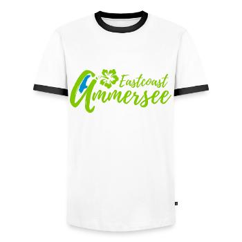 Ammersee Eastcoast Blume - Männer Kontrast-T-Shirt - Weiß/Schwarz - Vorne - AI Model Female 172 light (172cm) & AI Model Male 178 dark (178cm)