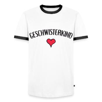 T-shirt cœur de frère et sœur - T-shirt contrasté Homme - blanc/noir - Devant - AI Model Female 172 light (172cm) & AI Model Male 178 dark (178cm)