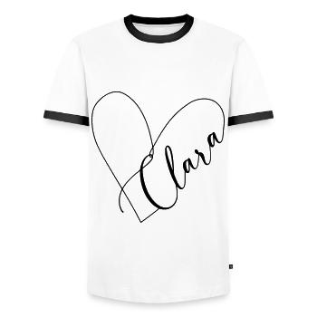 Clara Nom Ligne de coeur - T-shirt contrasté Homme - blanc/noir - Devant - AI Model Female 172 light (172cm) & AI Model Male 178 dark (178cm)