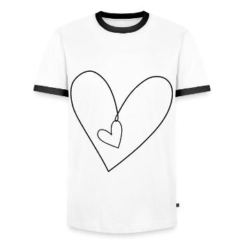Hearts in the heart - Men's Ringer Shirt - white/black - Front - AI Model Female 172 light (172cm) & AI Model Male 178 dark (178cm)