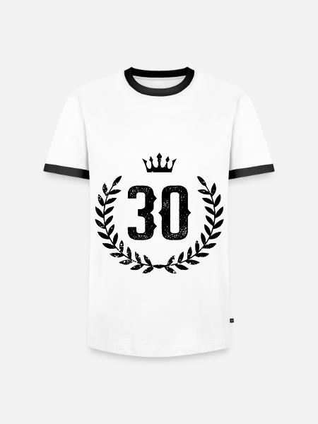 30 Zahl Kranz - Männer Kontrast-T-Shirt - Weiß/Schwarz