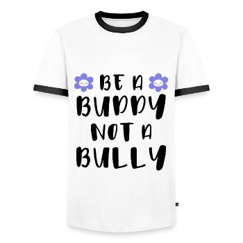 Be a buddy Not a bully - Men's Ringer Shirt - white/black - Front - AI Model Female 172 light (172cm) & AI Model Male 178 dark (178cm)
