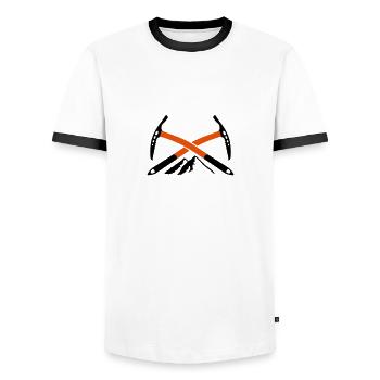 Climbing, rope, knots, mountain, carbine, hiking, - Men's Ringer Shirt - white/black - Front - AI Model Female 172 light (172cm) & AI Model Male 178 dark (178cm)