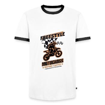 Dirtbike Rider Freestyle Motorcross MX Motocross - Men's Ringer Shirt - white/black - Front - AI Model Female 172 light (172cm) & AI Model Male 178 dark (178cm)