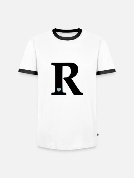 Buchstabe R Anfangsbuchstabe - Männer Kontrast-T-Shirt - Weiß/Schwarz