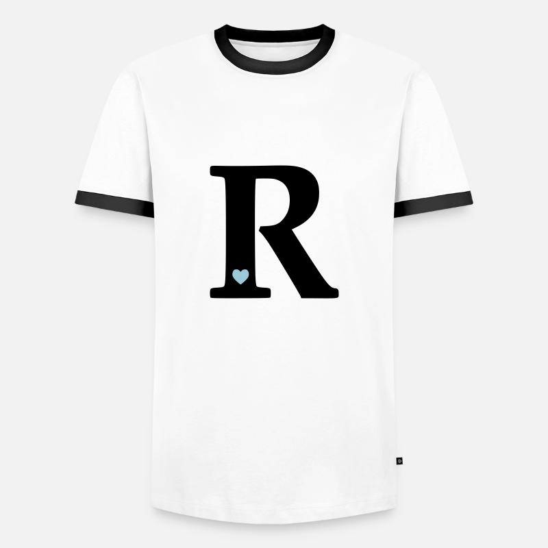 Buchstabe R Anfangsbuchstabe - Männer Kontrast-T-Shirt - Weiß/Schwarz