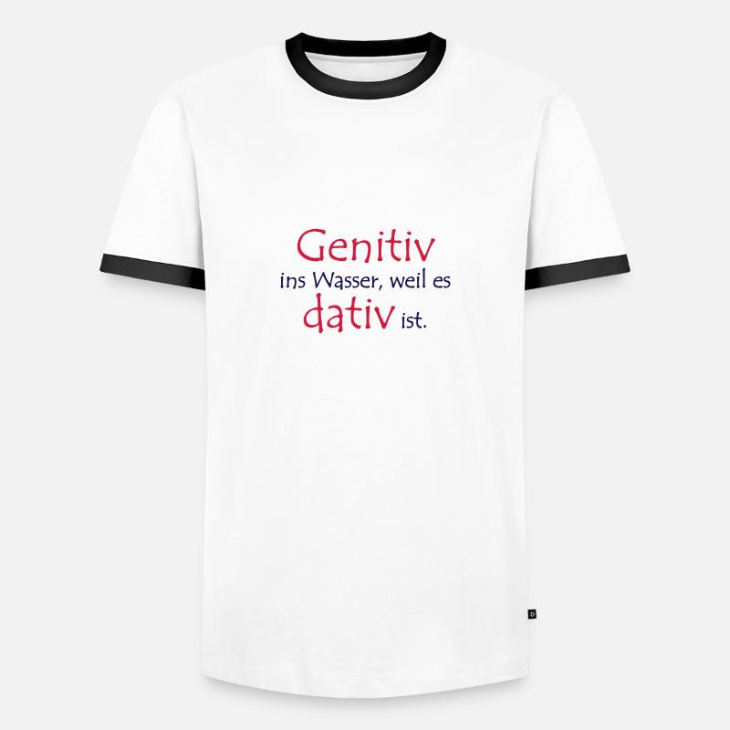 Genitiv vs. dativ - Männer Kontrast-T-Shirt - Weiß/Schwarz
