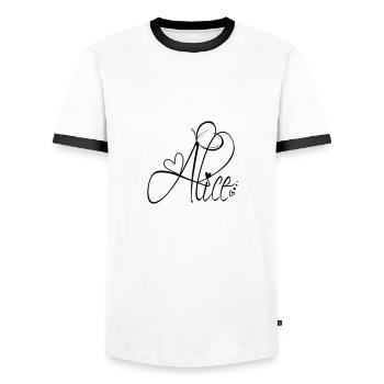 Alice Name Vorname Mädchen Kalligrafie Dekor - Männer Kontrast-T-Shirt - Weiß/Schwarz - Vorne - AI Model Female 172 light (172cm) & AI Model Male 178 dark (178cm)