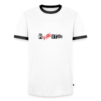 Revolution Love - Männer Kontrast-T-Shirt - Weiß/Schwarz - Vorne - AI Model Female 172 light (172cm) & AI Model Male 178 dark (178cm)
