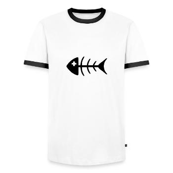 DEAD HOUTA - Men's Ringer Shirt - white/black - Front - AI Model Female 172 light (172cm) & AI Model Male 178 dark (178cm)