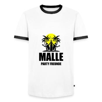 Malle Party Friends Holidays Mallorca - Men's Ringer Shirt - white/black - Front - AI Model Female 172 light (172cm) & AI Model Male 178 dark (178cm)