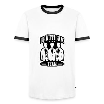 Team Bräutigam Hochzeit - Männer Kontrast-T-Shirt - Weiß/Schwarz - Vorne - AI Model Female 172 light (172cm) & AI Model Male 178 dark (178cm)