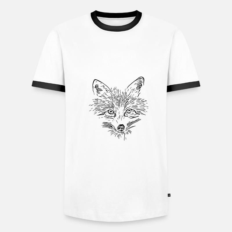 Fuchs Gesicht - Fox Face - Männer Kontrast-T-Shirt - Weiß/Schwarz