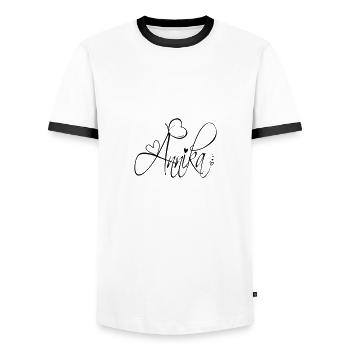 Annika Name Vorname Mädchen Kalligrafie Dekor - Männer Kontrast-T-Shirt - Weiß/Schwarz - Vorne - AI Model Female 172 light (172cm) & AI Model Male 178 dark (178cm)