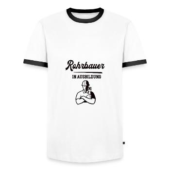 Rohrbauer in Ausbildung Rohrbauerausbildung Lehre - Männer Kontrast-T-Shirt - Weiß/Schwarz - Vorne - AI Model Female 172 light (172cm) & AI Model Male 178 dark (178cm)