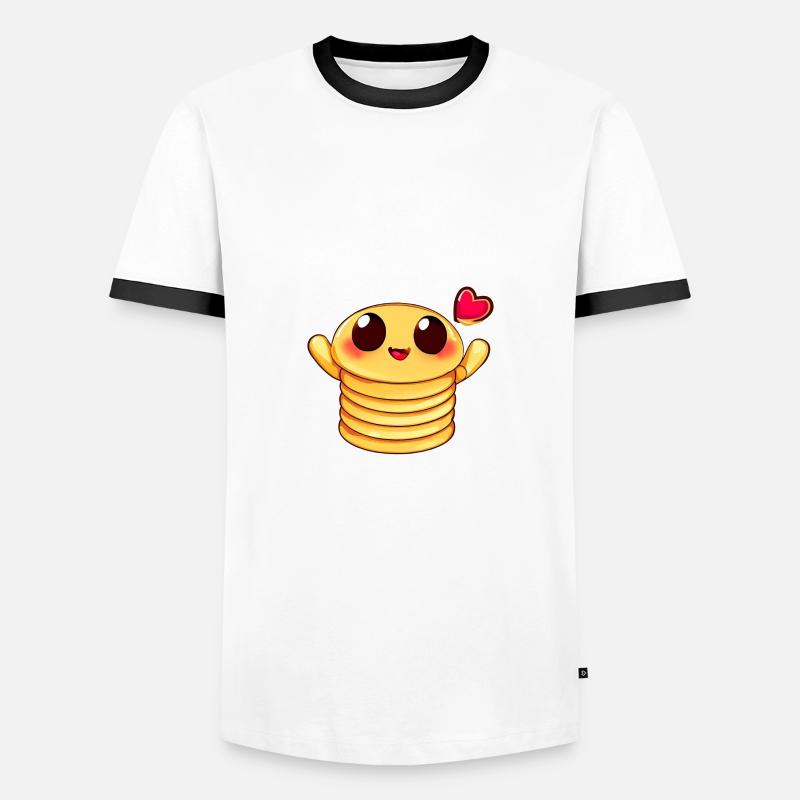 Pancake mit Herz - Männer Kontrast-T-Shirt - Weiß/Schwarz