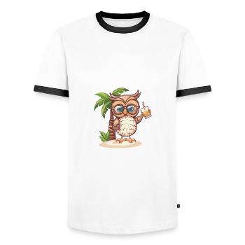 Vacances d’été de hibou - T-shirt contrasté Homme - blanc/noir - Devant - AI Model Female 172 light (172cm) & AI Model Male 178 dark (178cm)