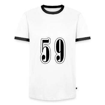 59 Zahl Symbol - Männer Kontrast-T-Shirt - Weiß/Schwarz - Vorne - AI Model Female 172 light (172cm) & AI Model Male 178 dark (178cm)
