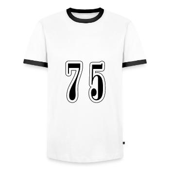 75 Number Symbol - Men's Ringer Shirt - white/black - Front - AI Model Female 172 light (172cm) & AI Model Male 178 dark (178cm)