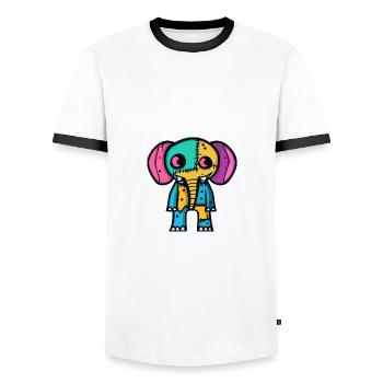 Elephant Halloween Animal - Men's Ringer Shirt - white/black - Front - AI Model Female 172 light (172cm) & AI Model Male 178 dark (178cm)