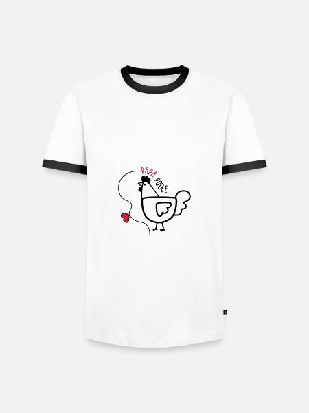 Papa Poule - Fête des Pères - T-shirt contrasté Homme - blanc/noir
