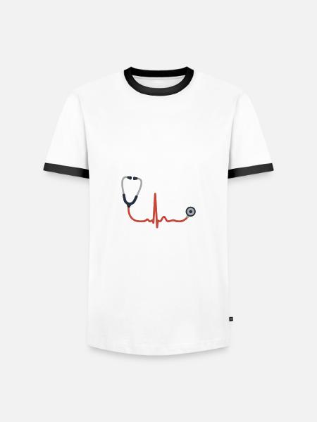 STETHOSCOPE DOCTOR HOSPITAL - Men's Ringer Shirt - white/black