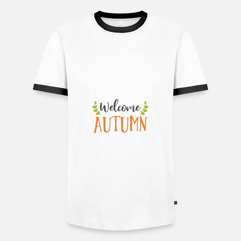 Willkommens-Herbst-Patch - Männer Kontrast-T-Shirt - Weiß/Schwarz