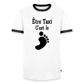Être Taxi, c'est le pied ! - T-shirt contrasté Homme - blanc/noir - Devant - AI Model Female 172 light (172cm) & AI Model Male 178 dark (178cm)