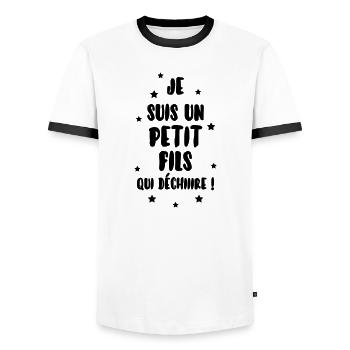 Sohn / Tochter / Familie / Mädchen - Männer Kontrast-T-Shirt - Weiß/Schwarz - Vorne - AI Model Female 172 light (172cm) & AI Model Male 178 dark (178cm)