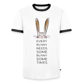 every bunny needs some bunny - Männer Kontrast-T-Shirt - Weiß/Schwarz - Vorne - AI Model Female 172 light (172cm) & AI Model Male 178 dark (178cm)