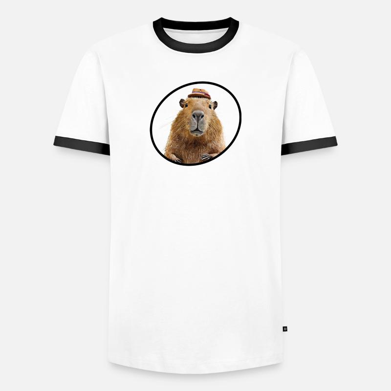 Cabybara - Männer Kontrast-T-Shirt - Weiß/Schwarz