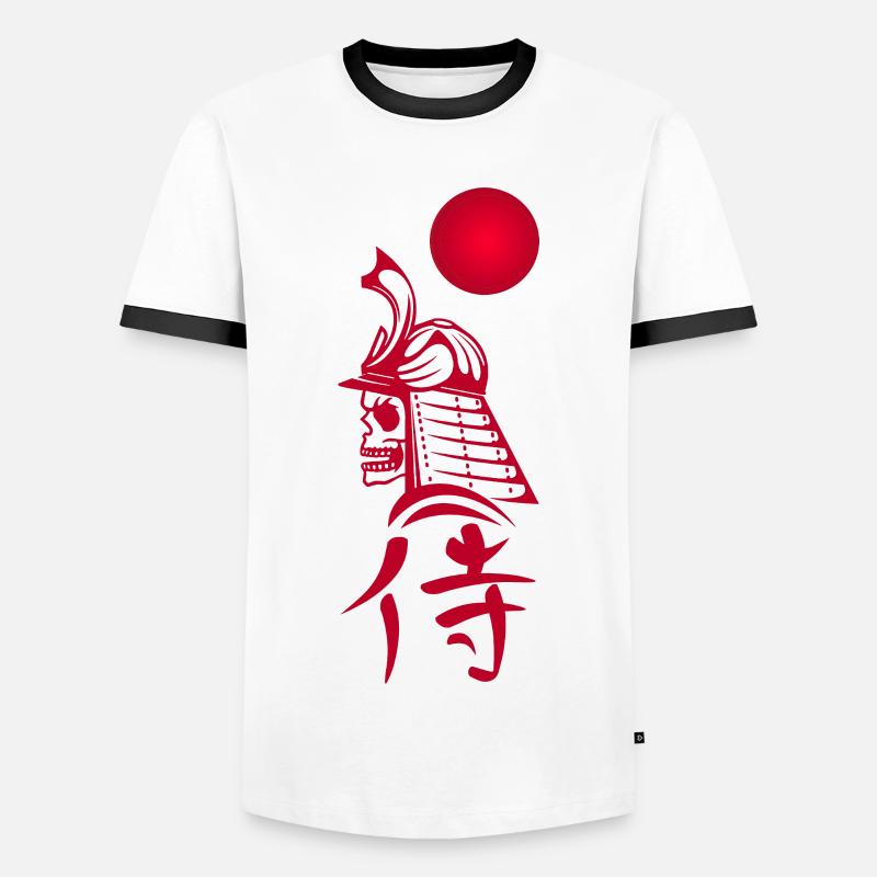 Phantom Samurai and Red Sun - Men's Ringer Shirt - white/black