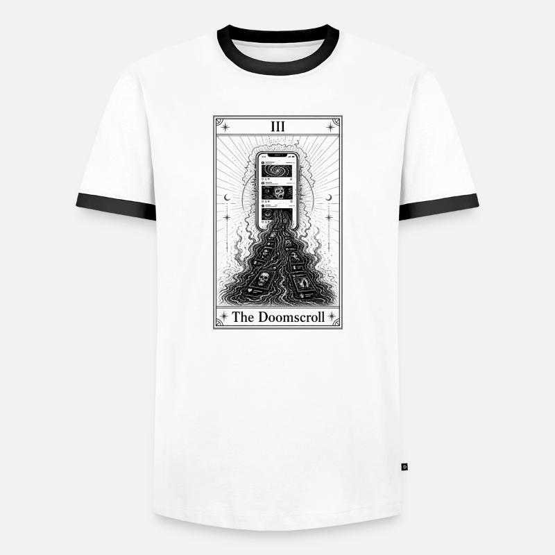 Endless Scrolling | Tarot Card | Doomscrolling - Men's Ringer Shirt - white/black
