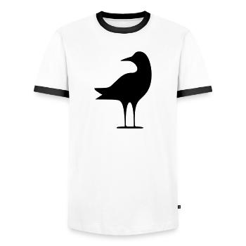 Seagull - Men's Ringer Shirt - white/black - Front - AI Model Female 172 light (172cm) & AI Model Male 178 dark (178cm)
