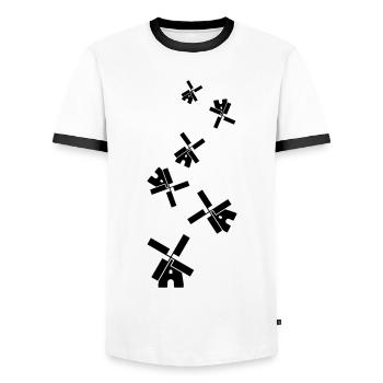 Moulin à vent Ivon Silhouette - T-shirt contrasté Homme - blanc/noir - Devant - AI Model Female 172 light (172cm) & AI Model Male 178 dark (178cm)