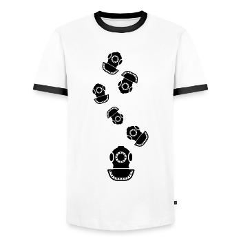 Diving helmet diving symbol - Men's Ringer Shirt - white/black - Front - AI Model Female 172 light (172cm) & AI Model Male 178 dark (178cm)