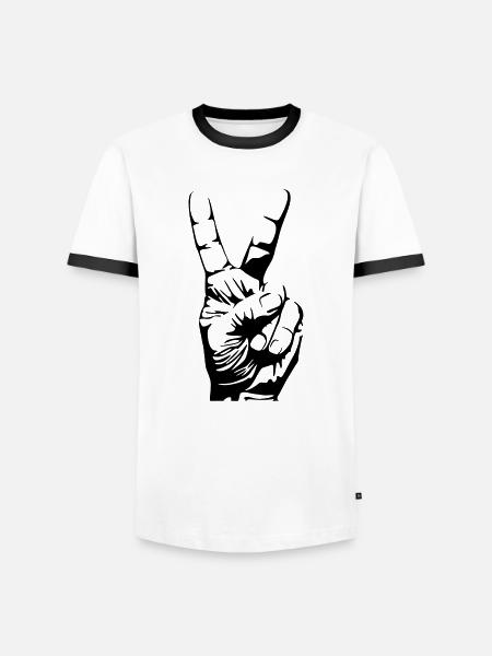 peace fingers - Männer Kontrast-T-Shirt - Weiß/Schwarz