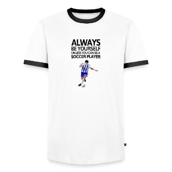 Always be youself! - Men's Ringer Shirt - white/black - Front - AI Model Female 172 light (172cm) & AI Model Male 178 dark (178cm)